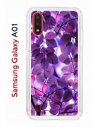 Чехол-накладка Samsung Galaxy A01/A015 (583858) Kruche PRINT Purple leaves