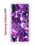 Чехол-накладка Samsung Galaxy A01/A015 (583858) Kruche PRINT Purple leaves