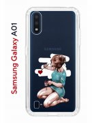 Чехол-накладка Samsung Galaxy A01/A015 Kruche Print Рисуя любовь