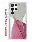 Чехол-накладка Samsung Galaxy S22 Ultra Kruche Print Pink and white