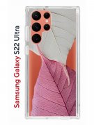 Чехол-накладка Samsung Galaxy S22 Ultra Kruche Print Pink and white