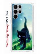 Чехол-накладка Samsung Galaxy S22 Ultra Kruche Print Черный кот