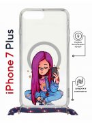 Чехол-накладка Apple iPhone 7 Plus (626142) Kruche PRINT Pink Hair