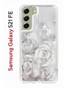 Чехол-накладка Samsung Galaxy S21 FE Kruche Print White roses