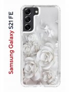 Чехол-накладка Samsung Galaxy S21 FE Kruche Print White roses