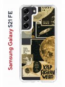 Чехол-накладка Samsung Galaxy S21 FE Kruche Print Стикеры Космос