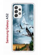 Чехол-накладка Samsung Galaxy A52 Kruche Print Журавли