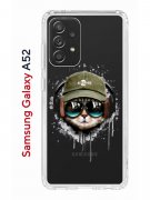 Чехол-накладка Samsung Galaxy A52 Kruche Print Кот в наушниках