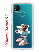 Чехол-накладка Xiaomi Redmi 9C Kruche Print Рисуя любовь