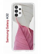 Чехол-накладка Samsung Galaxy A32 Kruche Print Pink and white