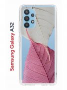 Чехол-накладка Samsung Galaxy A32 Kruche Print Pink and white