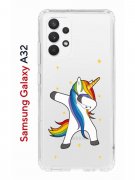 Чехол-накладка Samsung Galaxy A32 Kruche Print Единорожка