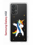 Чехол-накладка Samsung Galaxy A32 Kruche Print Единорожка