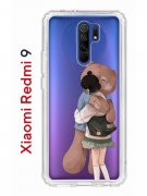 Чехол-накладка Xiaomi Redmi 9 Kruche Print Девочка с мишкой