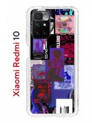 Чехол-накладка Xiaomi Redmi 10 (612846) Kruche PRINT Стикеры Киберпанк