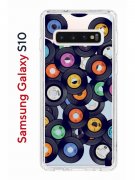 Чехол-накладка Samsung Galaxy S10 Kruche Print Виниловые пластинки