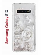 Чехол-накладка Samsung Galaxy S10 Kruche Print White roses
