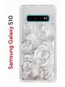 Чехол-накладка Samsung Galaxy S10 Kruche Print White roses