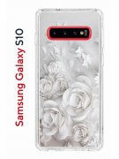 Чехол-накладка Samsung Galaxy S10 Kruche Print White roses