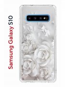 Чехол-накладка Samsung Galaxy S10 Kruche Print White roses