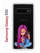 Чехол-накладка Samsung Galaxy S10 (580670) Kruche PRINT Pink Hair