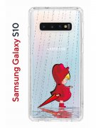 Чехол-накладка Samsung Galaxy S10 Kruche Print Девочка с зонтом