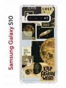 Чехол-накладка Samsung Galaxy S10 Kruche Print Стикеры Космос