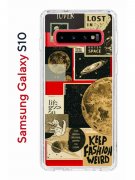 Чехол-накладка Samsung Galaxy S10 Kruche Print Стикеры Космос