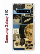 Чехол-накладка Samsung Galaxy S10 Kruche Print Стикеры Космос