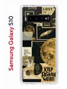 Чехол-накладка Samsung Galaxy S10 Kruche Print Стикеры Космос