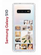 Чехол-накладка Samsung Galaxy S10 Kruche Print Коты-Мемы