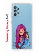 Чехол-накладка Samsung Galaxy A72 (598893) Kruche PRINT Pink Hair