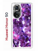 Чехол-накладка Huawei Honor 50/Nova 9 Kruche Print Purple leaves