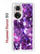 Чехол-накладка Huawei Honor 50/Nova 9 Kruche Print Purple leaves