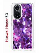 Чехол-накладка Huawei Honor 50/Nova 9 Kruche Print Purple leaves