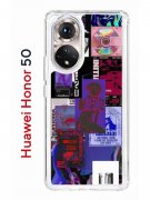 Чехол-накладка Huawei Honor 50 (610635) Kruche PRINT Стикеры Киберпанк