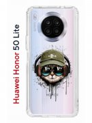 Чехол-накладка Huawei Honor 50 Lite/Nova 8i Kruche Print Кот в наушниках