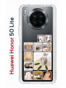 Чехол-накладка Huawei Honor 50 Lite Kruche Print Коты-Мемы