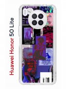 Чехол-накладка Huawei Honor 50 Lite (610636) Kruche PRINT Стикеры Киберпанк