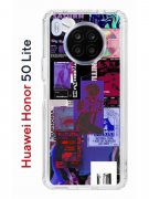 Чехол-накладка Huawei Honor 50 Lite (610636) Kruche PRINT Стикеры Киберпанк