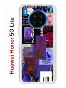 Чехол-накладка Huawei Honor 50 Lite (610636) Kruche PRINT Стикеры Киберпанк