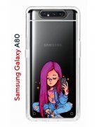 Чехол-накладка Samsung Galaxy A80 Kruche Print Pink Hair