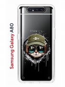 Чехол-накладка Samsung Galaxy A80 Kruche Print Кот в наушниках