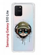 Чехол-накладка Samsung Galaxy S10 Lite Kruche Print Кот в наушниках