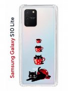 Чехол-накладка Samsung Galaxy S10 Lite Kruche Print Котенок в чашке