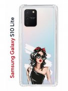 Чехол-накладка Samsung Galaxy S10 Lite Kruche Print Фэшн леди