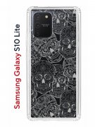 Чехол-накладка Samsung Galaxy S10 Lite Kruche Print Skull White
