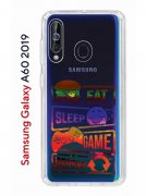 Чехол-накладка Samsung Galaxy A60 2019 Kruche Print Repeat