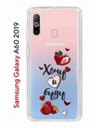 Чехол-накладка Samsung Galaxy A60 2019 Kruche Print Ягодный микс