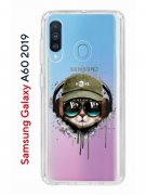 Чехол-накладка Samsung Galaxy A60 2019 Kruche Print Кот в наушниках